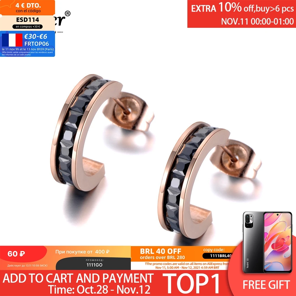 Lokaer черные и белые серьги с цирконием кубической огранки для женщин девушек из