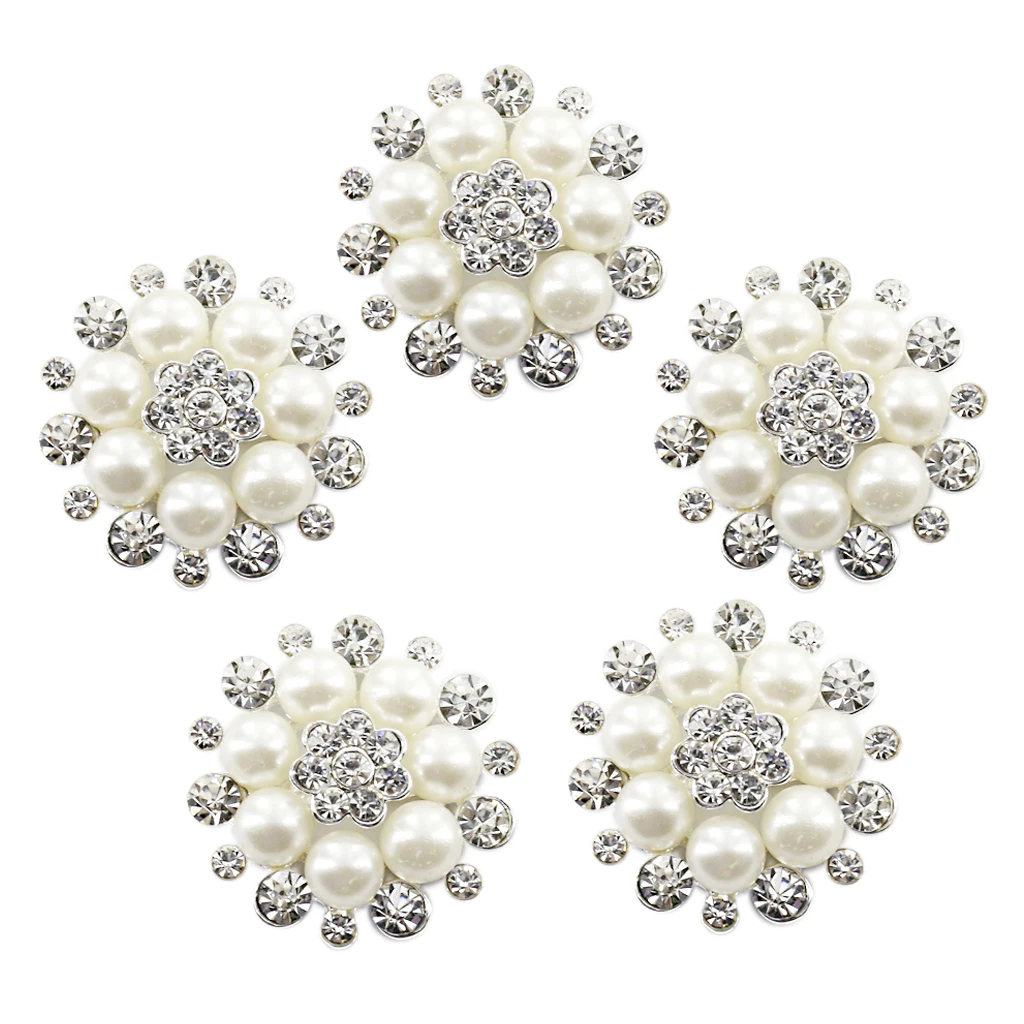 

Crystal Button Phenovo Faux Pearl Flower Fingerboard Decor 30mm 5pcs DIY Jewelry