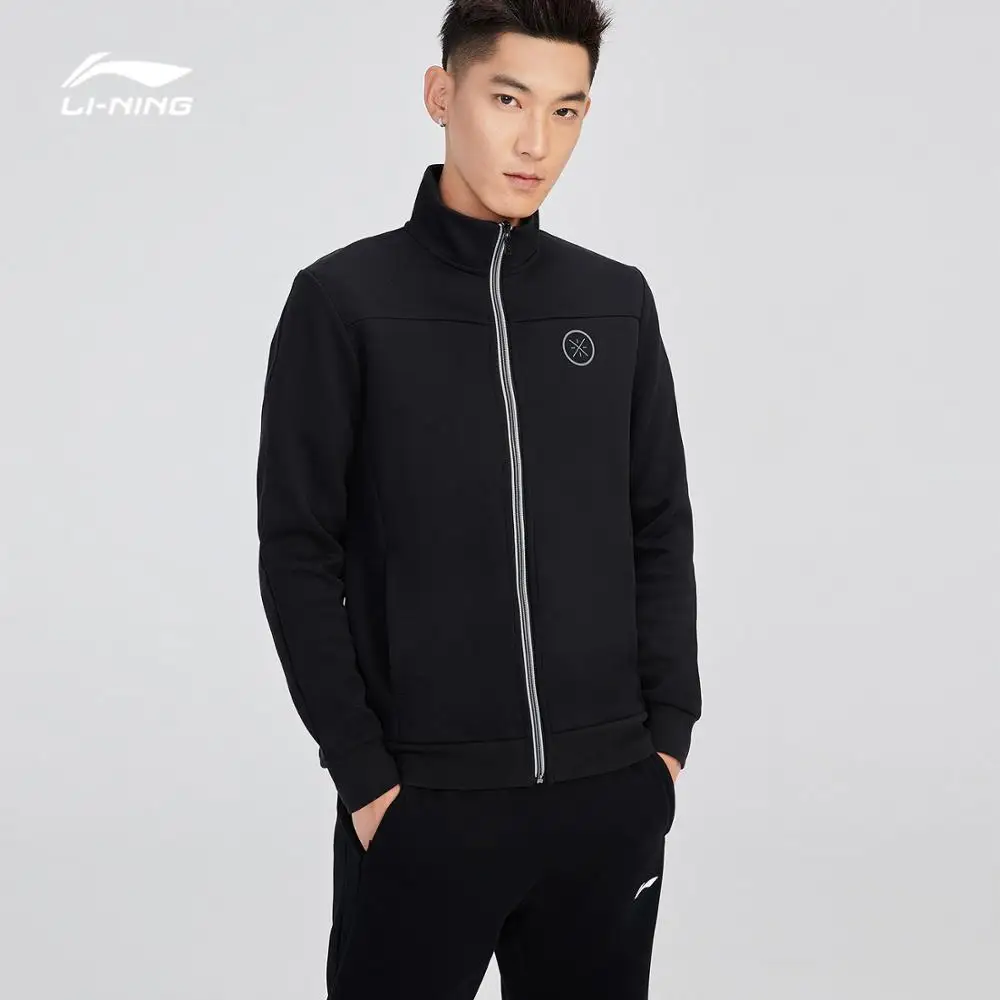 Свитер серии Li-Ning Wade, Классический крой, 66% полиэстер, 34% хлопок, застежка-молния, подкладка, Спортивная Толстовка, топы AWDN905 MWW1451
