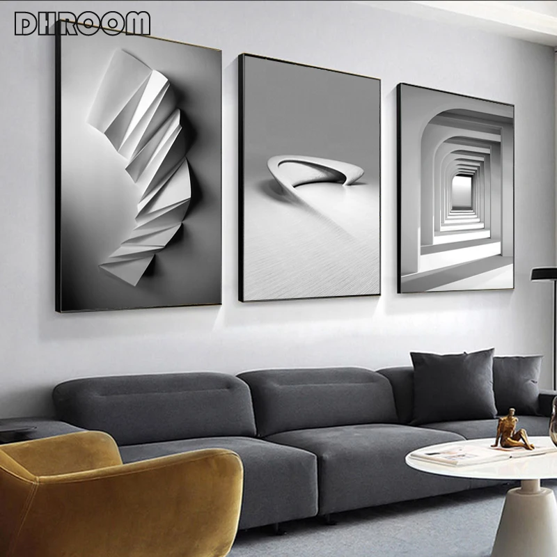 

Nordic Abstract Line Wall Art Black White Geometry Space Art Canvas Poster Painting Prints Contemporary Wall Picture Decoration