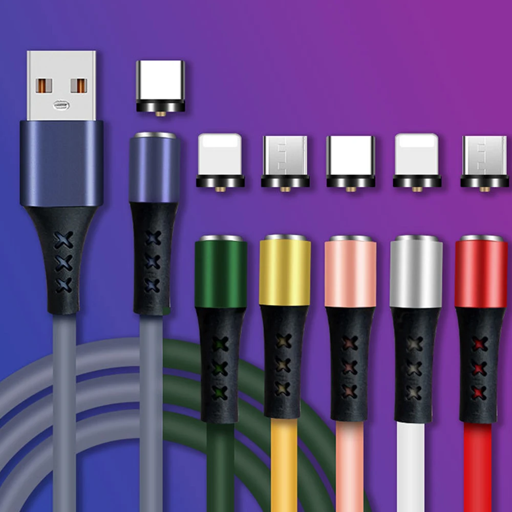 Кабель передачи данных с магнитной присоской из жидкого силикона три в одном 360 Du