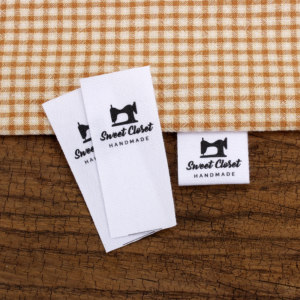 Швейная этикетка на заказ сшивание хлопковой ткани складные бирки швейная