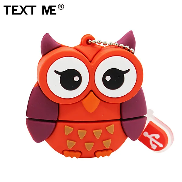 Red TEXT ME 64GB мультфильм Пингвин сова лиса стиль usb флеш-накопитель usb 2,0 4GB 8GB 16GB 32GB флешка, подарок - Цвет: Red
