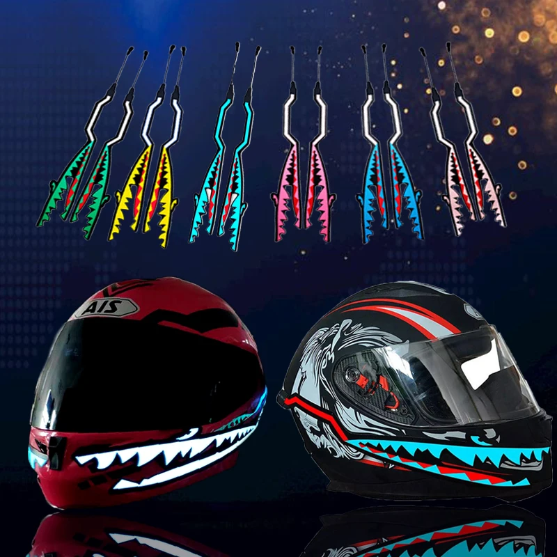 Акула Стиль мотоциклетный шлем с подсветкой полоса ночного сигнала