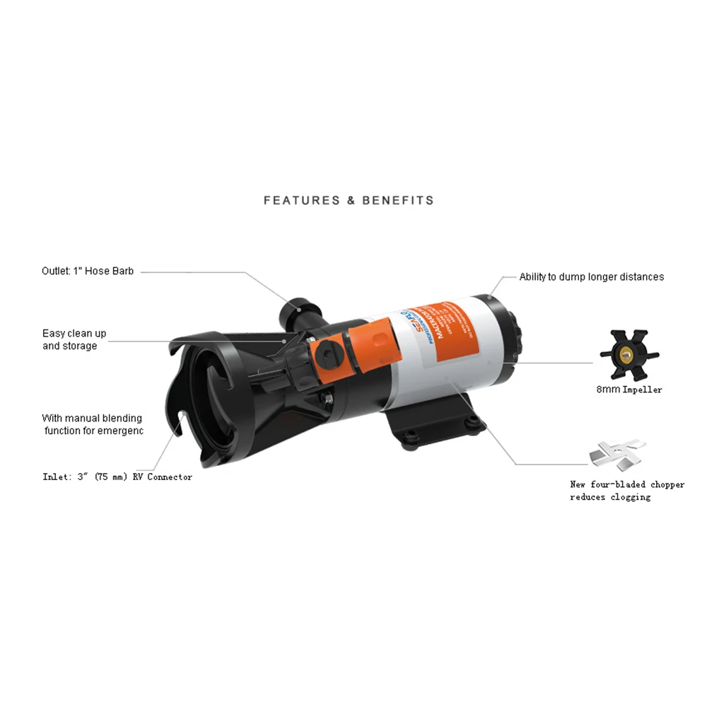 Судовой мацераторный насос SEAFLO 02 Series 12GPM 45LPM|rule pump|12v macerator pumpmarine pump |