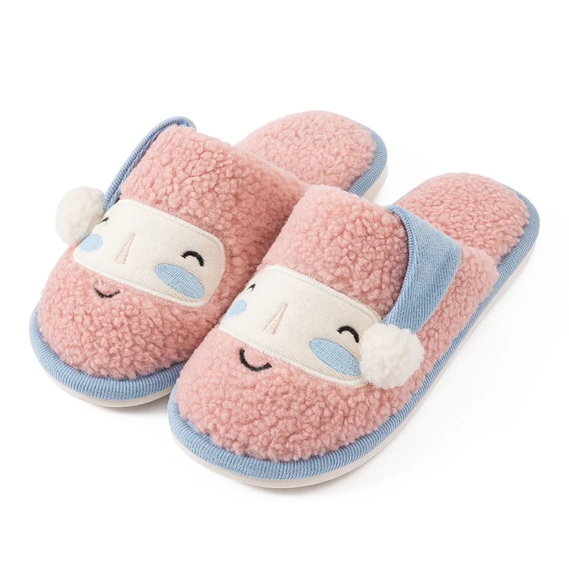 Christmas Slippers Furry Slippers  Winter Cute Christmas Cotton Slippers Ladies Men Cartoon Indoor Non-slip Home Plush images - 6