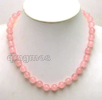 qingmos fashion 8mm round natural pink jades necklace for women genuine stone necklace 17 chokers jewelry free shipping nec5644