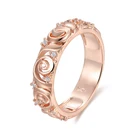 FJ 5 мм женские обручальные кольца с розовыми цветами и кристаллами 585 розового золота