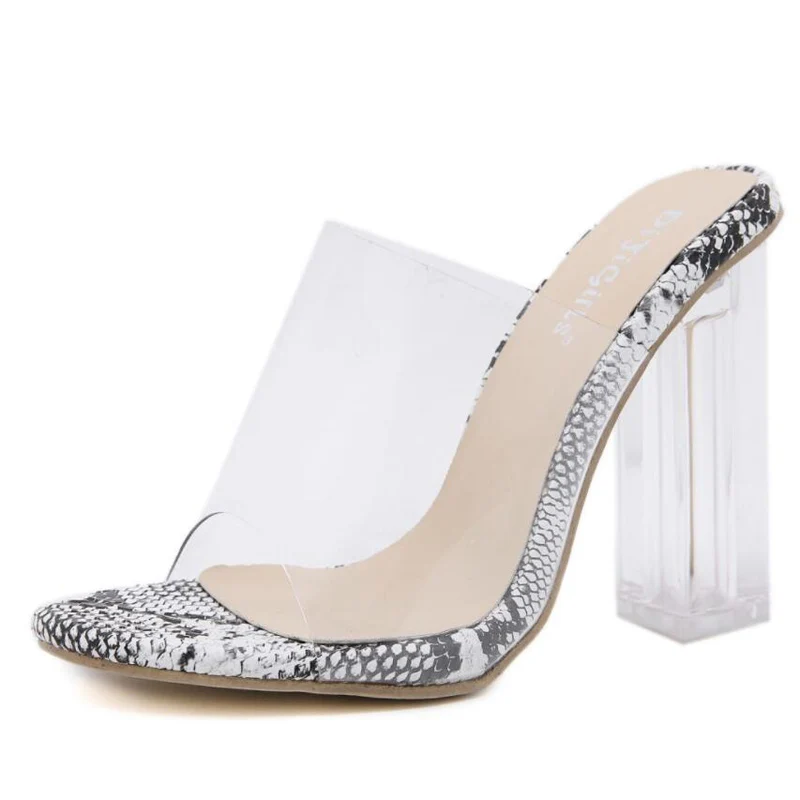 

Summer new PVC jelly shoes women shoes open toe heels sexy high heels crystal transparent shoes summer sandals slides pumps
