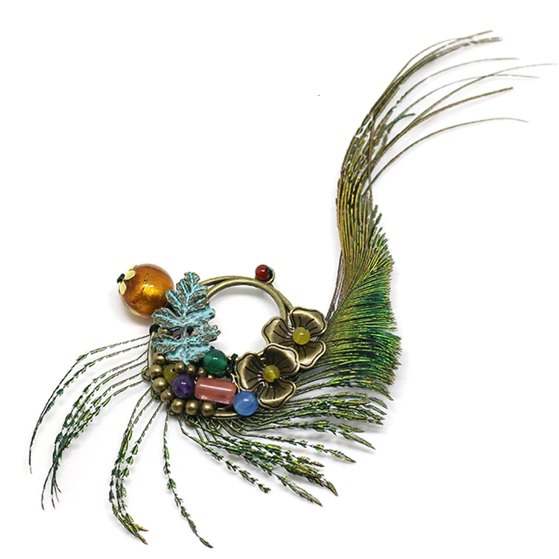 Брошь в виде этнического павлина бронзовая металлическая брошь цветка китайском