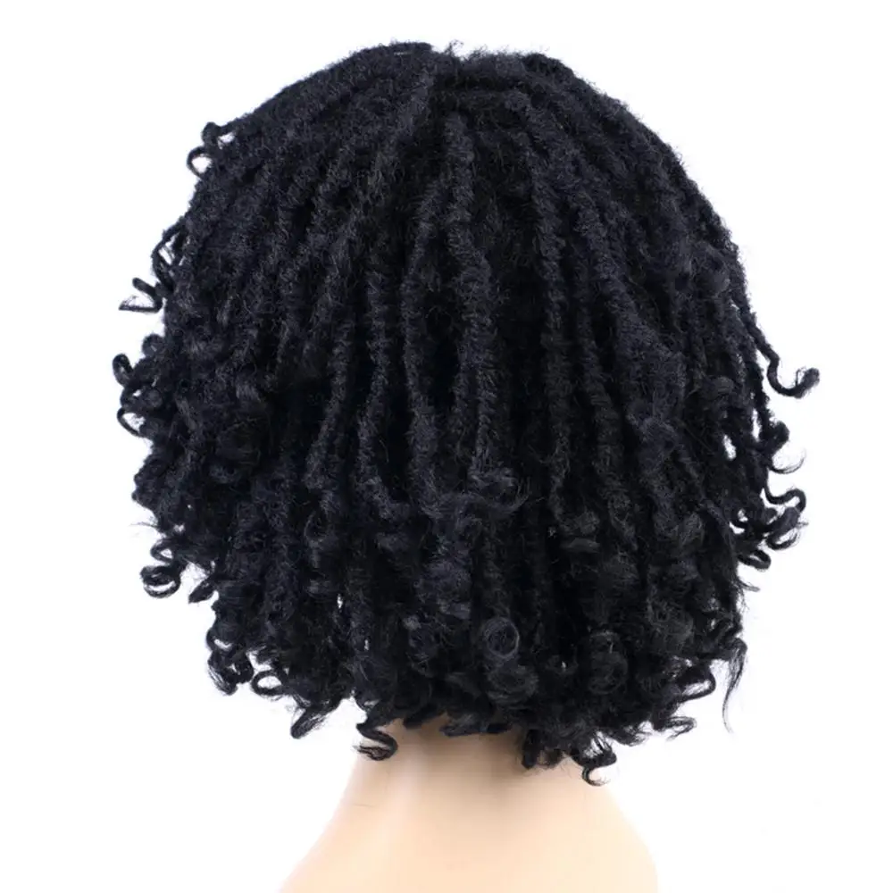 Synthetic Short Dreadlock Wigs Crochet Twist Hair For Black Women High Resistant Fiber Braids Wig Curly End 6 Inch | Шиньоны и парики