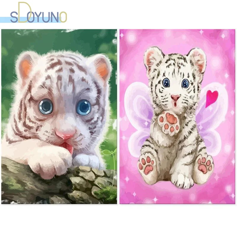 

Набор для рисования по номерам SDOYUNO 60x75 см, тигровая рамка «сделай сам», рисование маслом по номерам на холсте, животные, ручная краска для до...