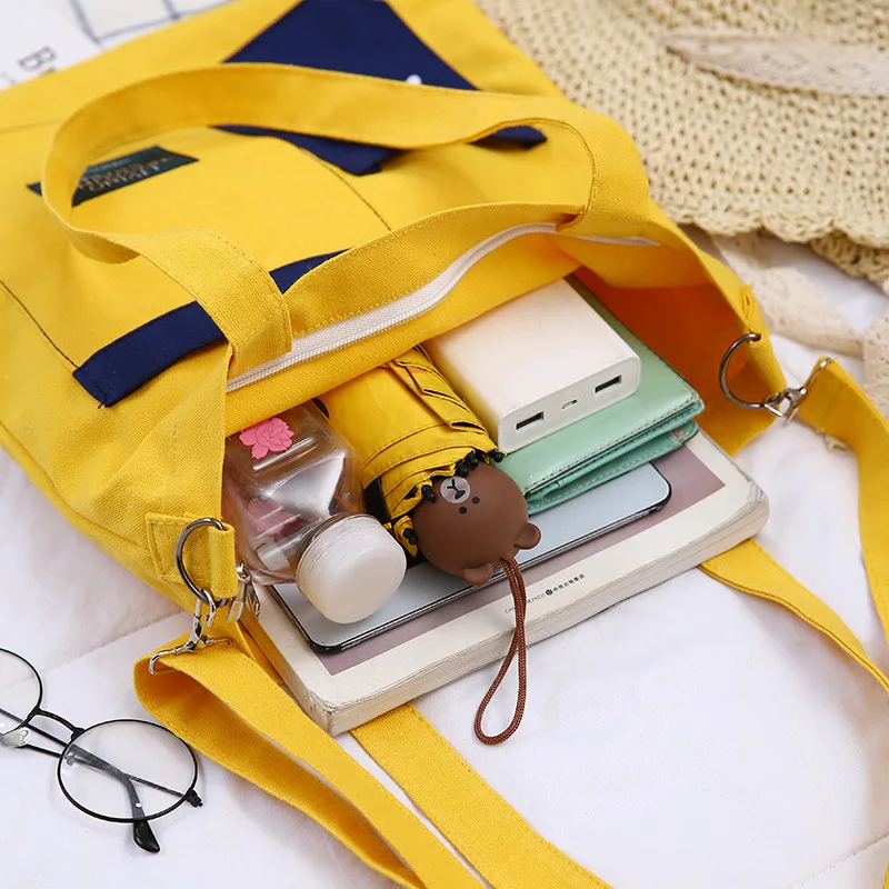 Холщовая Сумка женская наплечная сумка в Корейском стиле однотонная