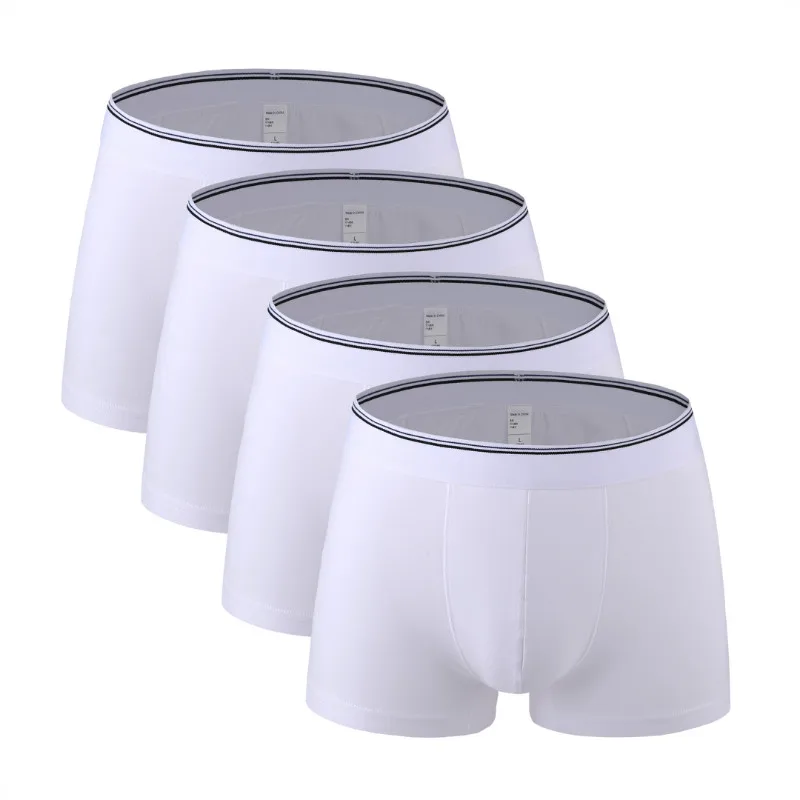 4Pcs 2425 White 4 шт./лот, мужские хлопковые трусы, новинка, модные, сексуальные, брендовые, качественные, мужские боксеры, шорты, новинка, Mr нижнее белье, мужские трусы, большие, толстые, 6XL, 8XL - Цвет: 4Pcs 2425 White