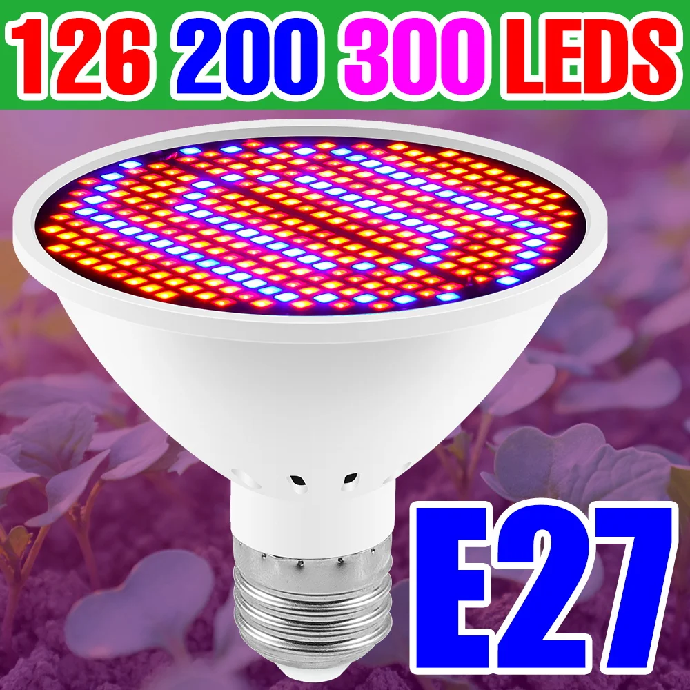 

Plant Bulb E27 Full Spectrum Led Grow Light Phyto Lamp Growth Light Hydroponics 126 200 300Led Greenhouse Lamp Grow Tent 85-265V