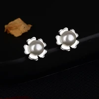 fashion pearl jewelry s92 5 dainty minimalism flower stud earrings for women wedding party elegant ornaments new year gift