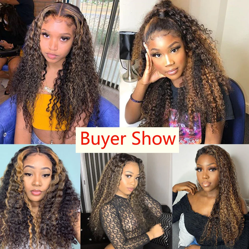 

13x6 Lace Front Human Hair Wigs Highlight Ombre Curly Brazilian Remy Hair Lace Wigs Pre Plucked For Black Women 180% Density