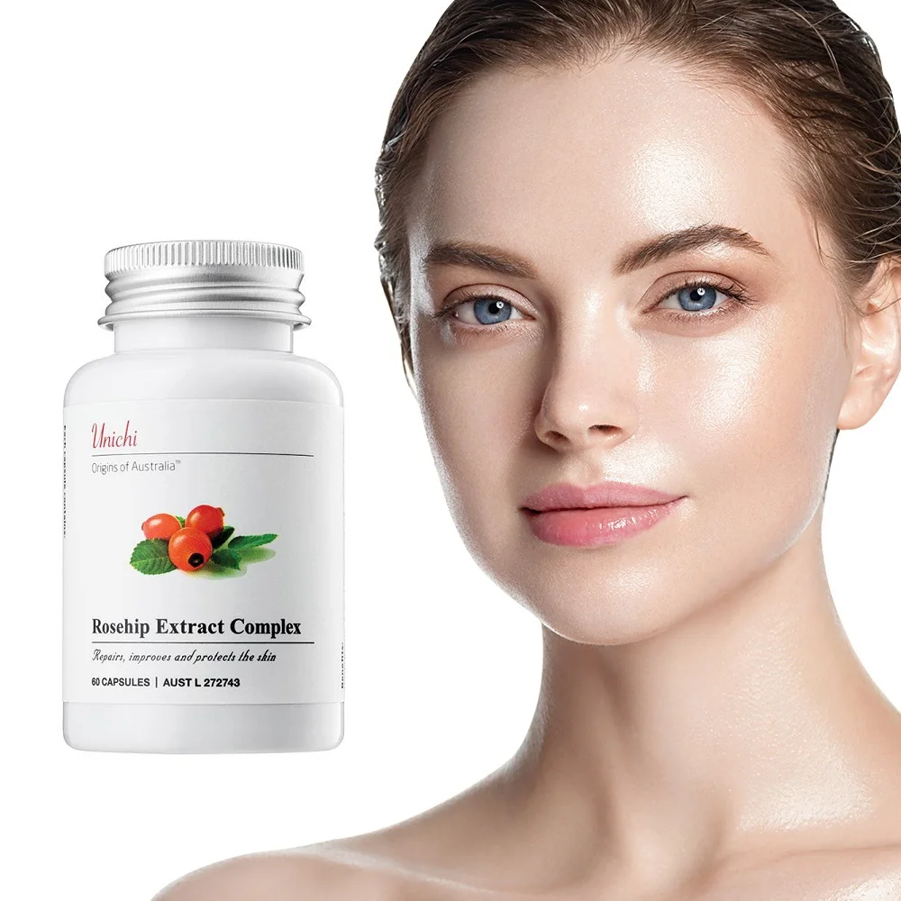 

Australia Unichi Rosehip Extract 60Capsules Beauty Collagen Supplement VC VE Women Healthy Skin Tone Texture Skin Elasticity
