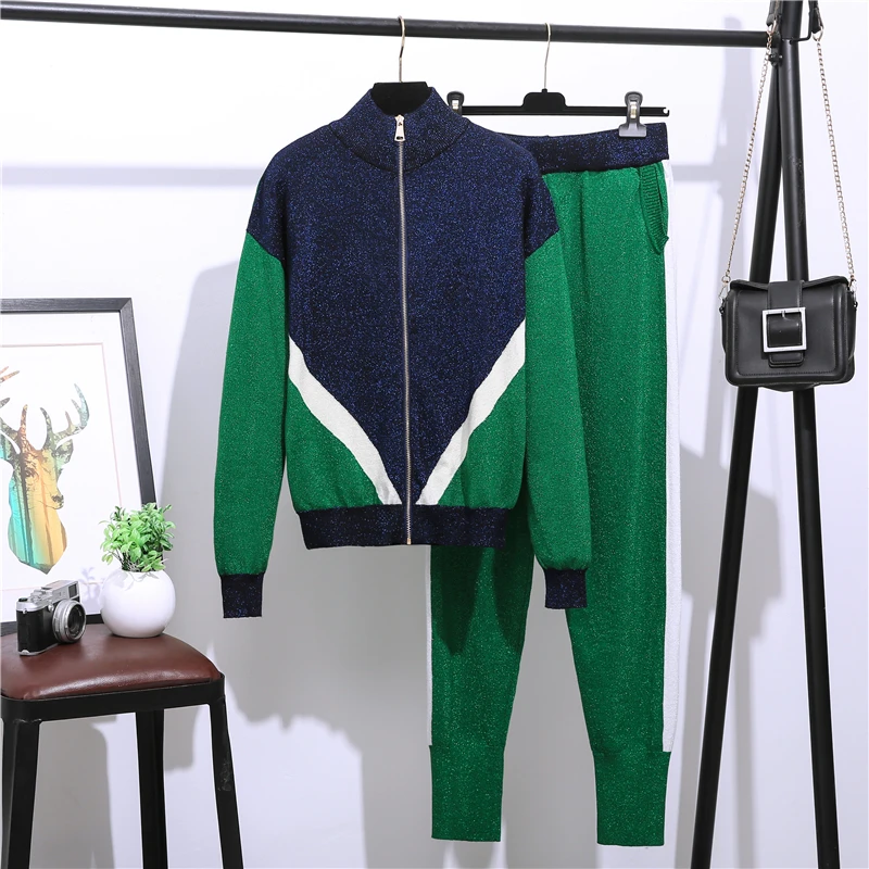 

Женский трикотажный костюм из двух предметов, кофта и брюки в повседневном стиле, A887, осень 2019