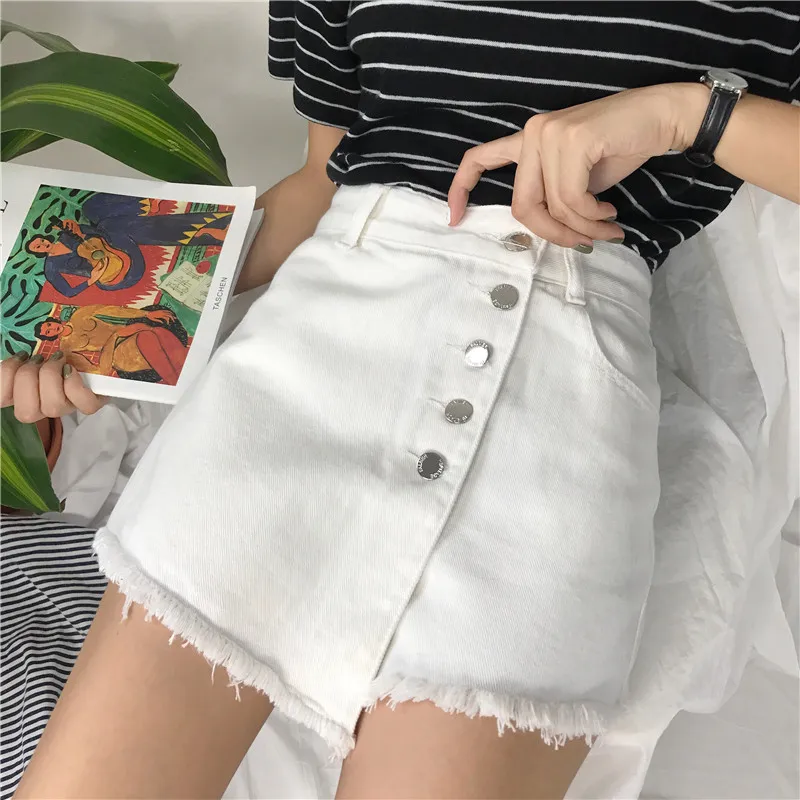 

Женская хлопковая однобортная белая сексуальная юбка, модель 4XL, женские брюки с широкими штанинами, джинсовые юбки, шорты, джинсовые шорты ...