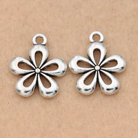 10pcs antique silver plated flower charms pendants jewelry making bracelet findings accessories craft diy handmade 15x18mm