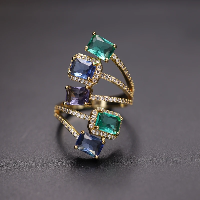 Роскошное циркониевое кольцо с камнем золотого цвета Свадебное обручальное