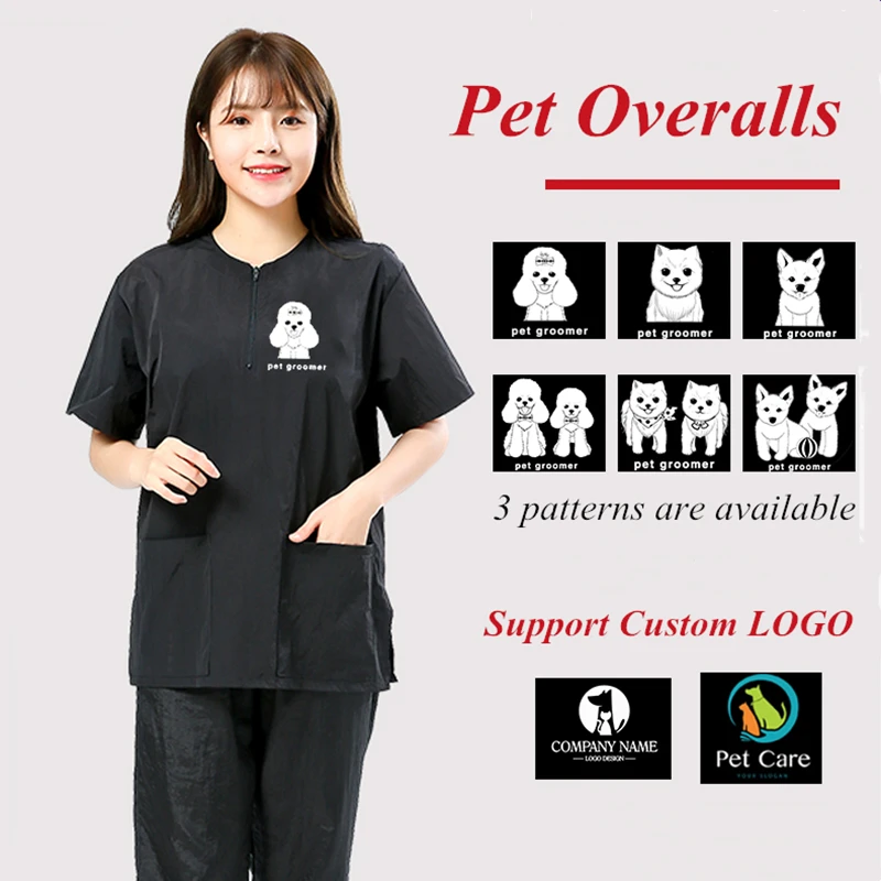 

Pet Shop Beautician Work Clothes Quick Drying Professional Waterproof Short Sleeve Apron Cat Dog Bath Apron Smock Clothes G0303