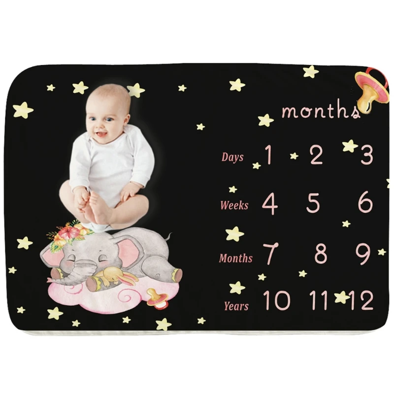 

2021 New Baby Monthly Record Growth Milestone Blanket Swaddle Wrap Photograpy Props Cloth