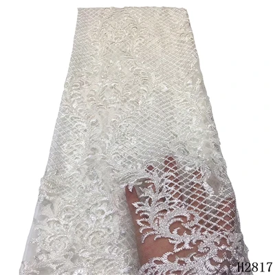 Высокое качество, ручная работа, 3D цветок, африканские кружева, ткань, новейшая нигерийская кружевная ткань, красный цвет, французская сетка, тюль, кружево, FabricHX1332-1 - Цвет: as picture