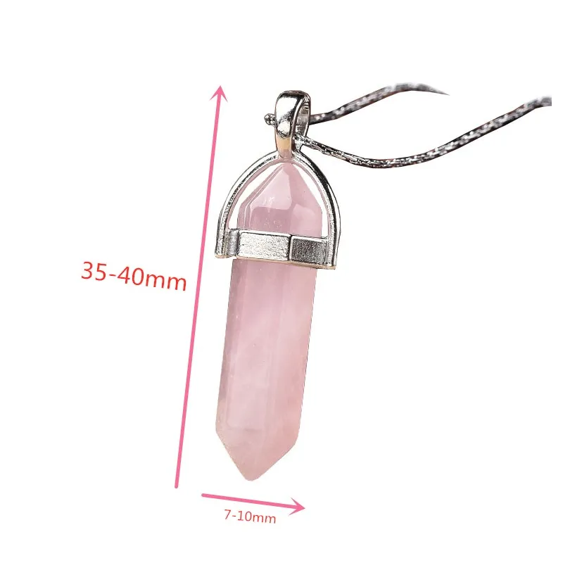 

1PC Natural Crystal Rose Quartz Crystal Point Pendant Mineral Jewelry Couple DIY Lovers Gifts For Men Women Jewelry Necklace
