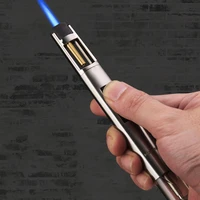 1300c torch windproof turbo transparent visible gas window lighter cigar tube kitchen multifunction lighter gift for men
