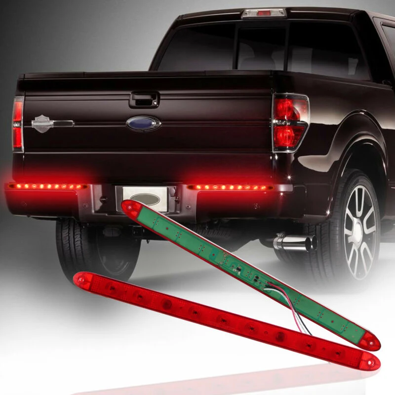 

2x 9 LED Light Bar Red Waterproof Turn Tail Lamp 3rd Brake Light Parts