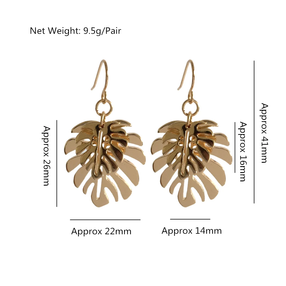 

High Quality Vintage Drop Earrings for Women Gold color Double Leaf Drop Earrings Female Party Gift