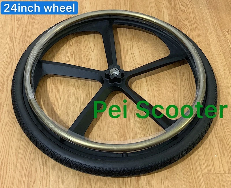 

24inch 24 inch magnesium alloy wheelchair wheel with PU solid tire phub-24wt