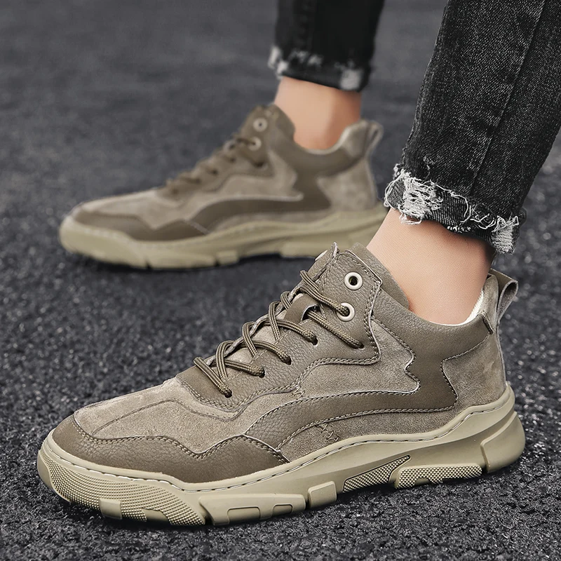 

Новинка уличная спортивная повседневная обувь теплая кожаная мужская обувь Уличная обувь универсальная амортизирующая уличная походная о...