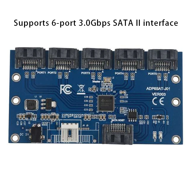 

SATa 1 to 5 Hard Drive Adapter Card Computer Motherboard SATa Port Multiplier Support SATA3.0 Expansion Card