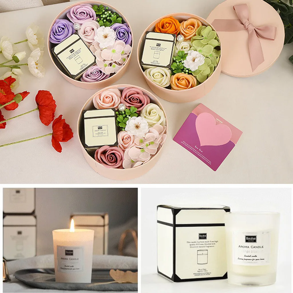 

Valentine's Day Diy Soap Flower Candle Gift Rose Box Bouquet Wedding Family Gift