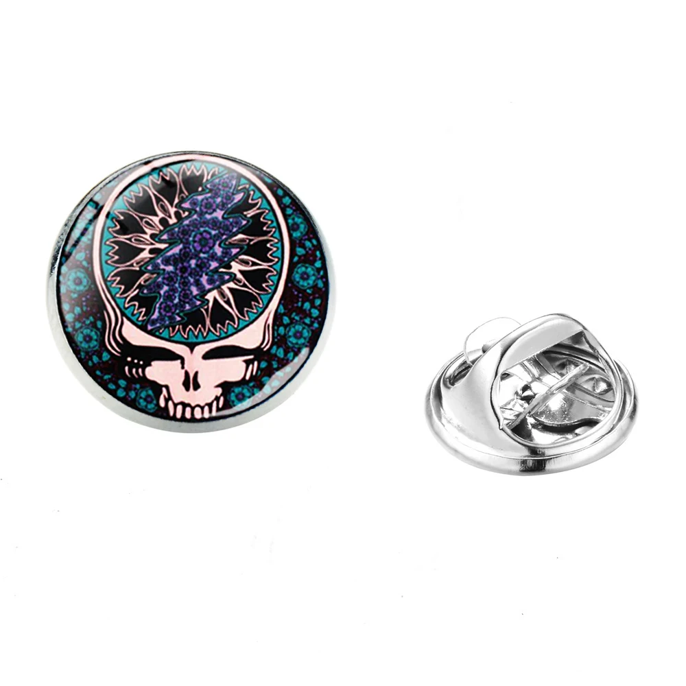 SIAN Rock Band Stainless Steel Brooches Hip-Hop Popular Grateful Dead Logo Glass Gem Collar Pin Trendy Gothic Jewelry Hot | Украшения и
