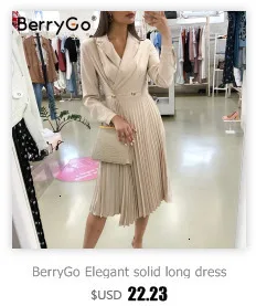 BerryGo винтажное Плиссированное женское платье-Блейзер, повседневное офисное женское платье на пуговицах с v-образным вырезом, весеннее элегантное вечернее платье миди