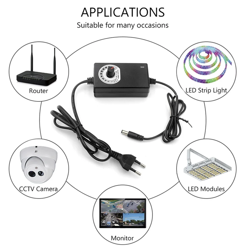 Gdstime US /EU /UK розетки AC 100V 240V переменного тока в постоянный 3V 4V 12V 2A Регулируемый