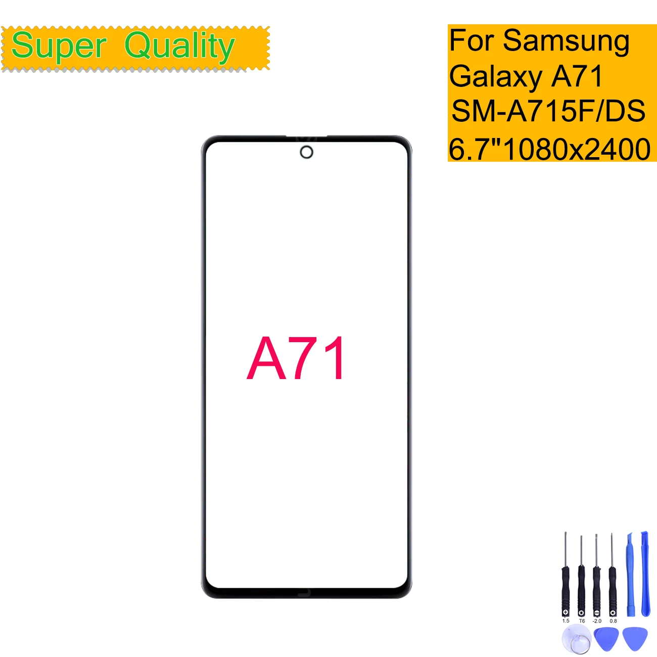 

Replacement For Samsung Galaxy A71 Touch Screen Front Glass Panel LCD Outer Display Lens A71 A715 SM-A715F/DSN Front Glass