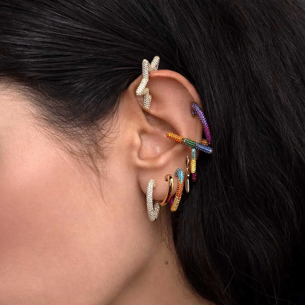 

New Style Earrings Personality Rainbow Star Ear Bone Studs Trend Explosion Ear Clips Without Pierced Earrings Women