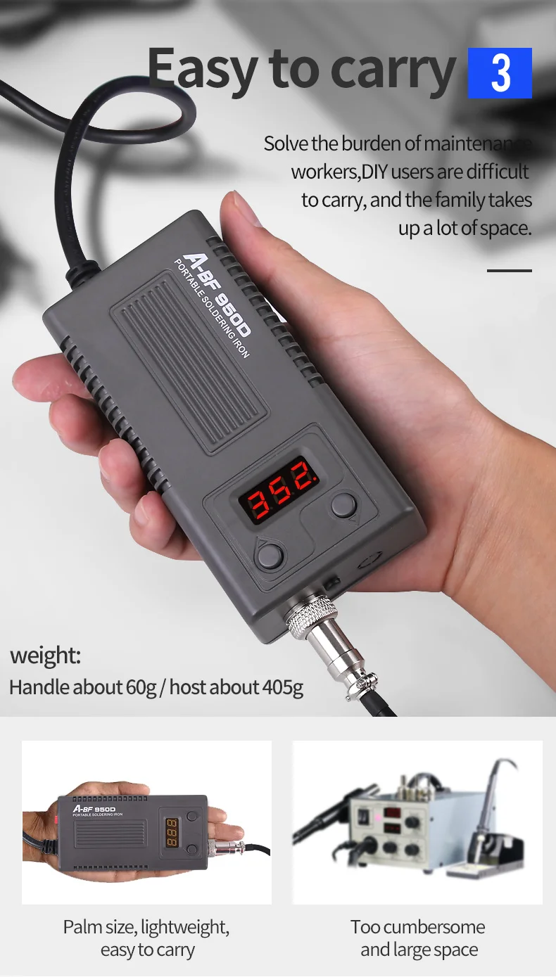 A-BF 950D микро паяльная станция 50 Вт мини умный температурный Регулируемый ремонт Электрический Утюг паяльная станция быстрый нагрев