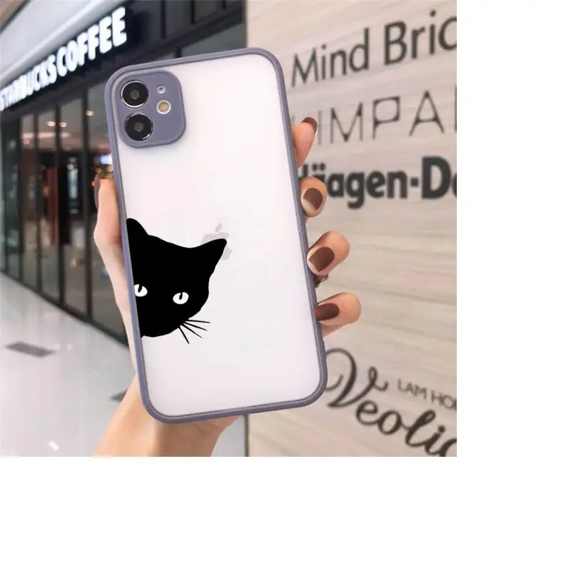 

Cute black cat Phone Cases matte transparent For iphone 7 8 11 12 plus mini x xs xr pro max cover