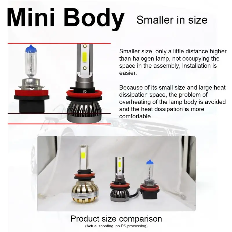 1pair H11 H8 H9 LED IP68 Waterproofing Headlight Conversion Kit COB Bulb 90W 12000LM High Power 3000K Yellow Light Dropshipping |