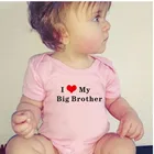 4 Цвета смешные футболки с надписью I LOVE MY Brother с принтом, детское боди, одежда для детей младшего возраста хлопковые боди для маленьких девочек Боди для мальчиков на возраст от 0 до 24 месяцев, комбинезон для новорожденных, одежда на рост
