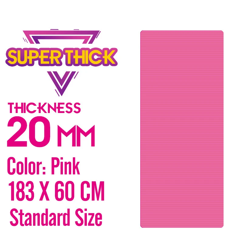 Thick 20mm 183X60cm 1830*610*20 мм толстый нескользящий коврик для йоги, мягкий коврик для спортзала, пилатеса, складной коврик для бодибилдинга, тренажеры для фитнеса, сделай сам - Цвет: Thick 20mm 183X60cm