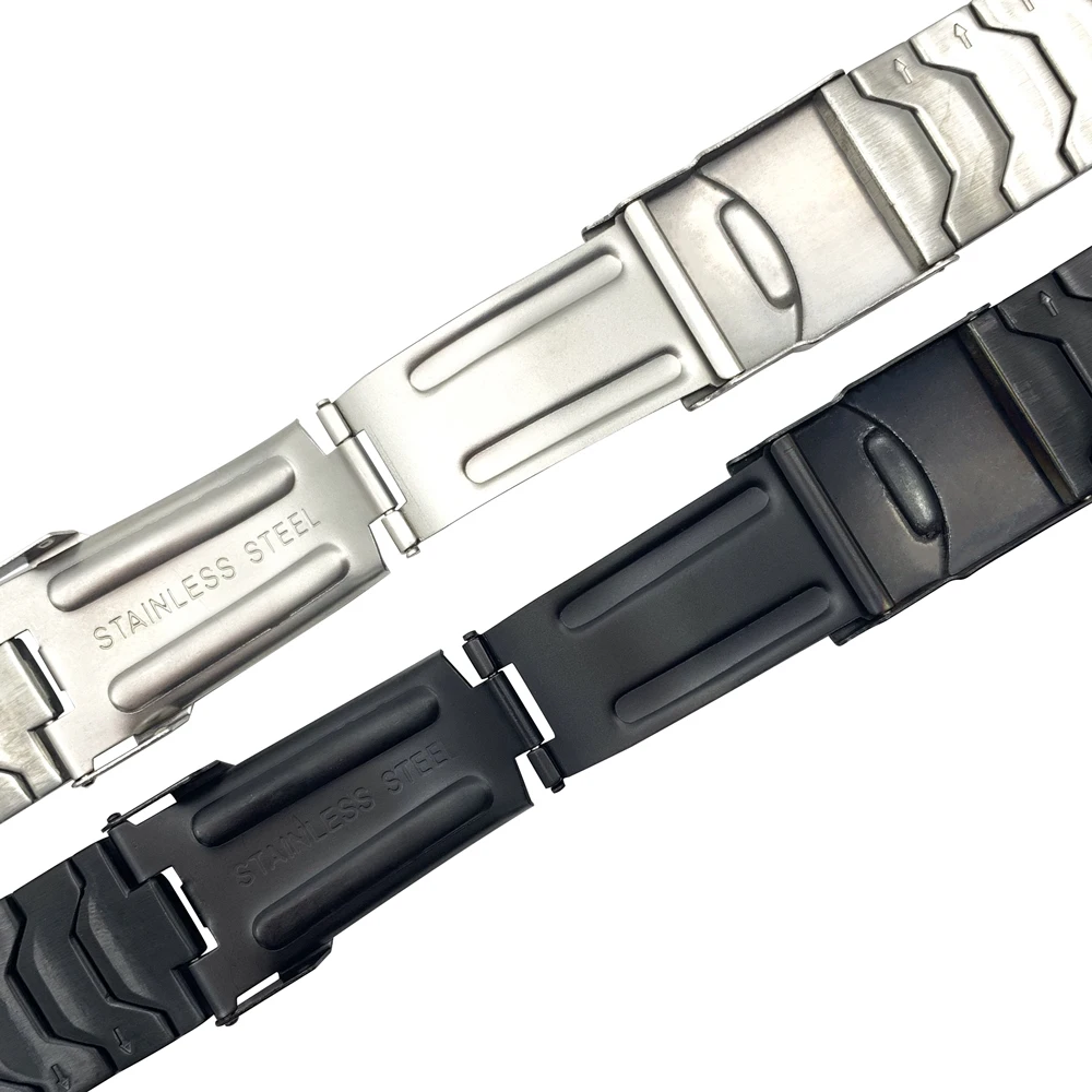 Ремешок для часов из нержавеющей стали 19 мм черный серебристый сменный ремешок с