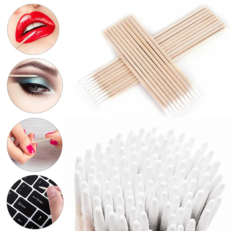 

100 _ микро ватные палочки, заостренный наконечник, ватные палочки, деревянные палочки, товары для татуировок, Косметические палочки-аппликат...