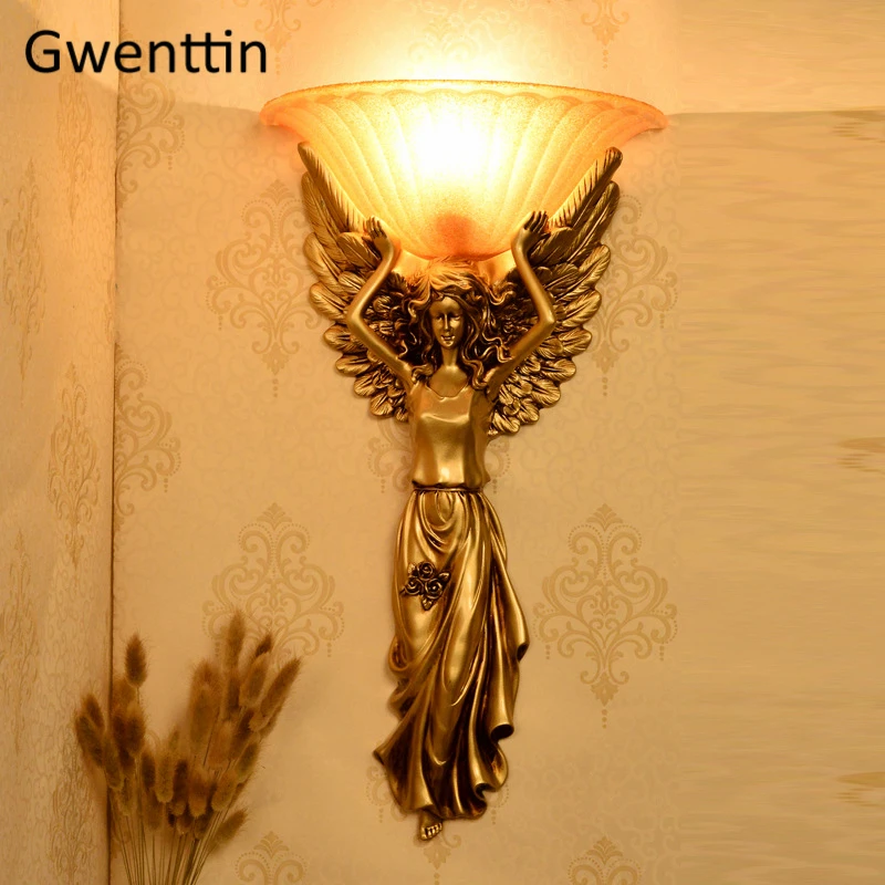 Настенный светильник с ангелом для дома декоративные настенные бра спальни